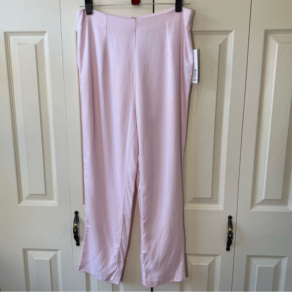 JustFab Light Pink Linen Blend Straight Leg Pants Trousers Women’s Size Medium